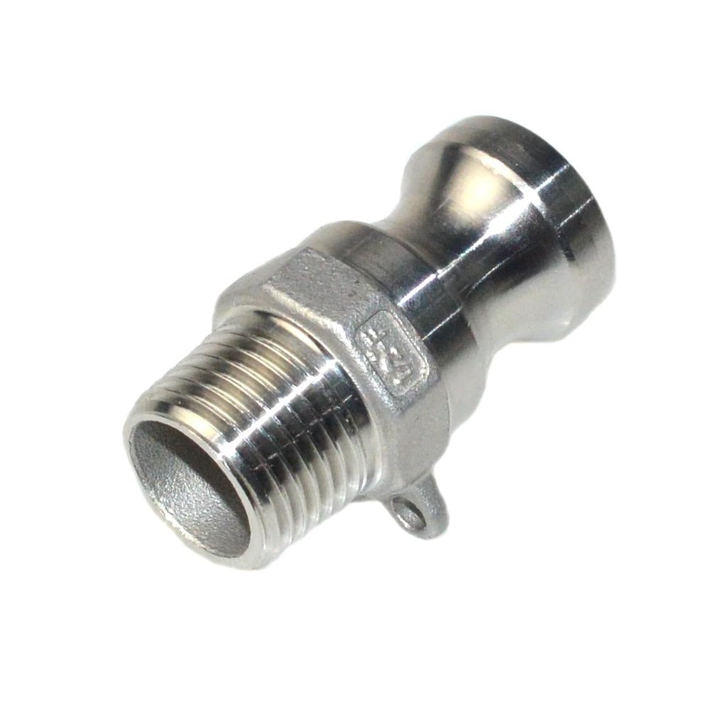 F Trash Pump Adapter, Male Camlock x Male Pipe Threads, 316 Stainless Steel, RUAJOGYNVM (1 in.)