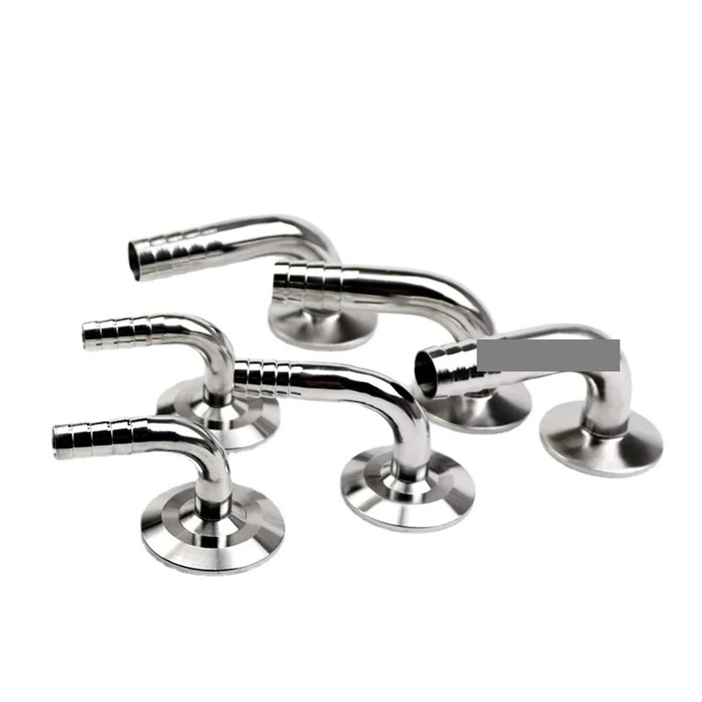 1 pc 12.7/14/16/19/25/32/38/45/51 mm O.D. SS304 Hose Barb Pipe Fitting, 1.5 in, 2 Tri-Clamp, 50.5/64 mm Ferrule, 90-Degree Elbow, RUAJOGYNVM (51 mm Ferrule, 64)