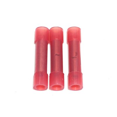 (100) Automotive Wire Butt Connectors, Red, 22–18 AWG, Gauge Terminals