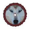 Printed Wolf Christmas Tree Skirt with Blue Eyes, 30 in, Red Plaid Trim view 1