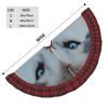 Printed Wolf Christmas Tree Skirt with Blue Eyes, 30 in, Red Plaid Trim view 4