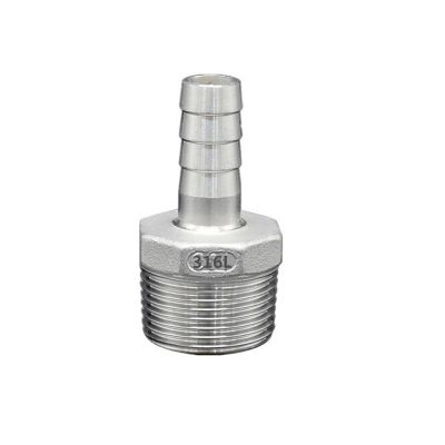 1/4"–2" Male Thread to Barb Hose Tail 316 Stainless Steel Water Pipe Fitting Reducer, Pagoda 316L Joint Coupling Connector ICXLPMC (1/2" to 13 mm)