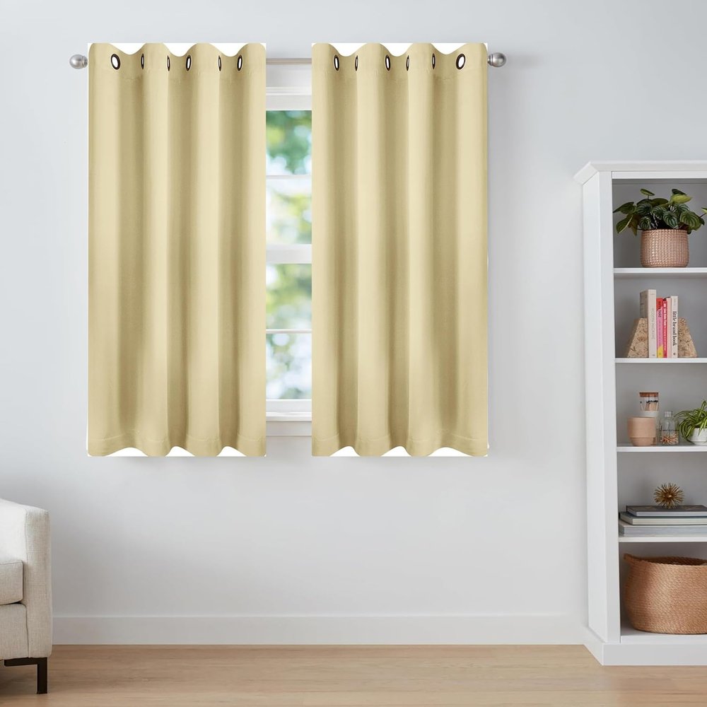 LIJIAO Blackout Thermal Curtains, 230 x 240 cm, Beige, Set of 2