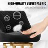 Guyifuny Bar Stools for Kitchen, Set of 3, Swivel Velvet Counter Stools with Gold Backrests, Black, 65 cm view 3