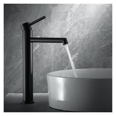 RFXOGTYFZ Brushed Gold Bathroom Faucet, Single-Handle Basin Mixer, Black Tall