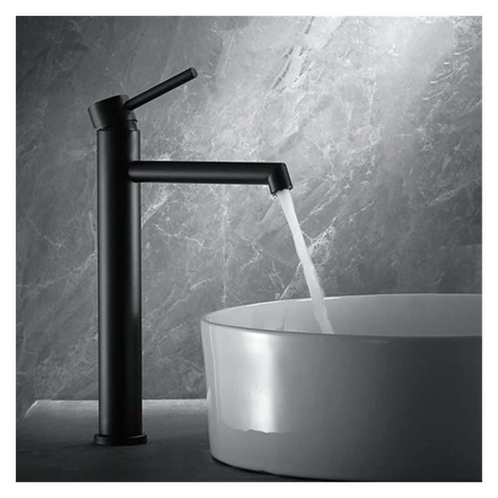 RFXOGTYFZ Brushed Gold Bathroom Faucet, Single-Handle Basin Mixer, Black Tall