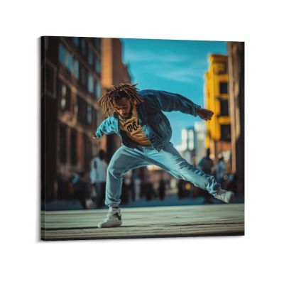 B-Boy Street Dance Poster, Hip-Hop Dancer Canvas Art Print, 60 x 60 cm