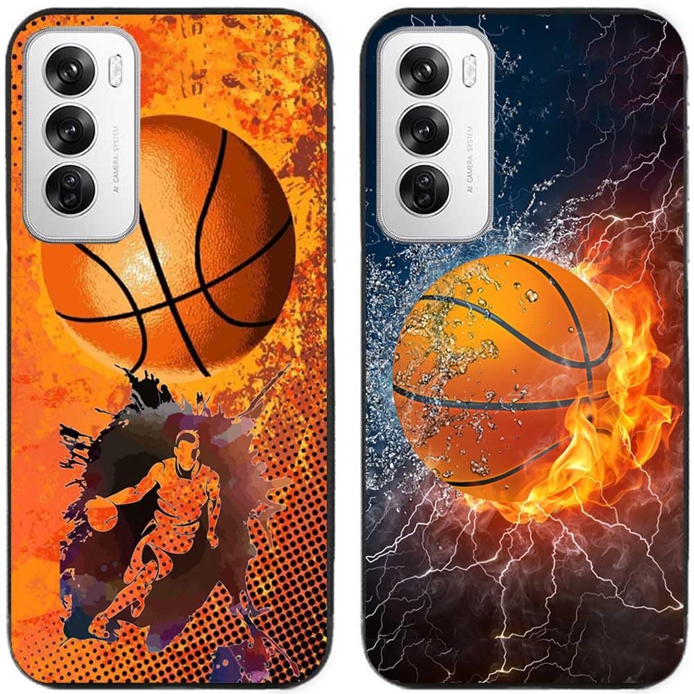 Protective Case for OPPO Reno 12 5G | Basketball Print | TPU Gel Silicone | 2-Pack