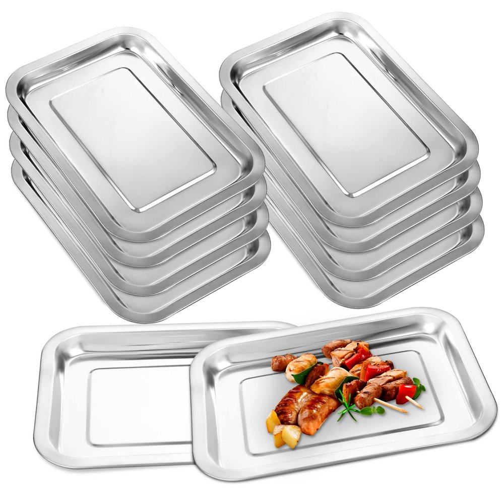 10-Piece 201 Stainless Steel Baking Sheet Set, Nonstick, Silver