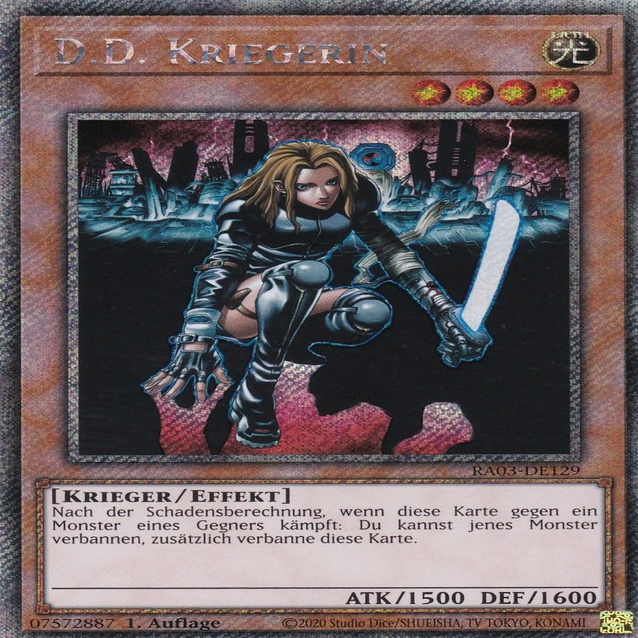 RA03-DE129 - D.D. Warrior Lady - Platinum Secret Rare - German - 1st Edition - Quarter Century Bonanza - with LMS Trading Field Center Card Yu-Gi-Oh!