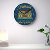 Glass Wall Clock, Cassette Radio, Silver “Pas Le Bonheur,” 20 cm Diameter, Blue view 3