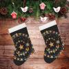 Beautiful Christmas Stocking with Stars and Moon, Red Plush Stocking view 4