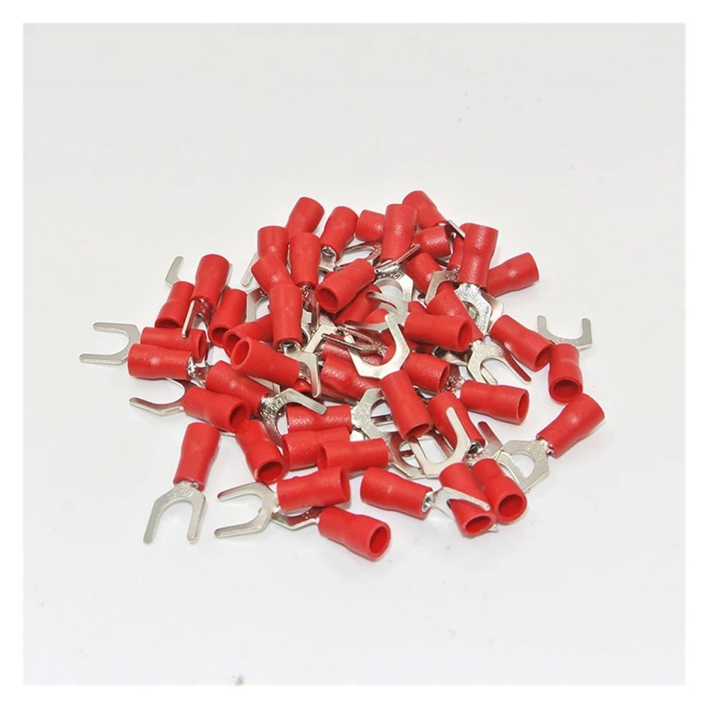ZDVHOMCB 1000-Piece SV1.25-3.2 Crimp Spade Wire Connectors, 22-16 AWG, #4 Fork Terminals, Insulated, for 0.5-1.5 mm² Wires