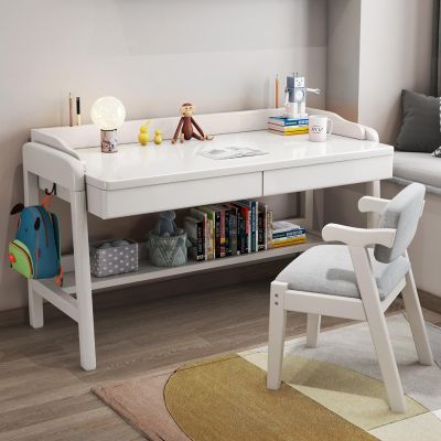 Weier Wooden Desk for Students, Home Office, Computer Workstation with Storage Shelf and Drawers, Modern Desk for Home or Office (99 cm)