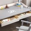 Weier Wooden Desk for Students, Home Office, Computer Workstation with Storage Shelf and Drawers, Modern Desk for Home or Office (99 cm) view 3