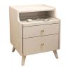 Modern White Wooden Nightstand with Pull-Out Shelf and 2 Drawers, Space-Saving, 40 cm Wide view 1