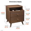 Modern White Wooden Nightstand with Pull-Out Shelf and 2 Drawers, Space-Saving, 40 cm Wide view 2