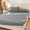 Stfery 200 x 90 cm Cotton Fitted Sheet, Solid Gray-Blue view 1
