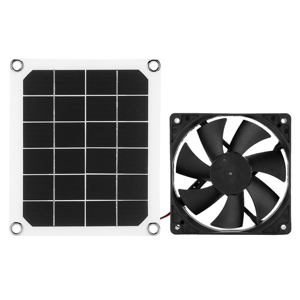 Cornesty 6V 10W Solar Panel Exhaust Fan with USB Charging for Greenhouses and Chicken Coops