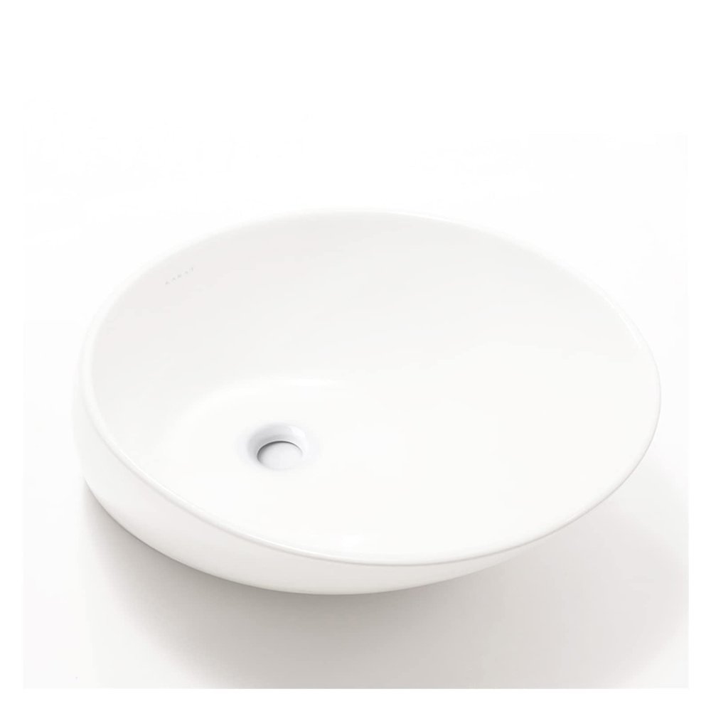 YQINQIN83B Oval Bathroom Vessel Sink, White Porcelain Ceramic, No Overflow, Ceramic Sink Only