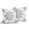 Gray Christmas Pillow Covers, 40.6 x 40.6 cm, Set of 2, White Snowflakes, Rustic Winter Farmhouse Style view 2