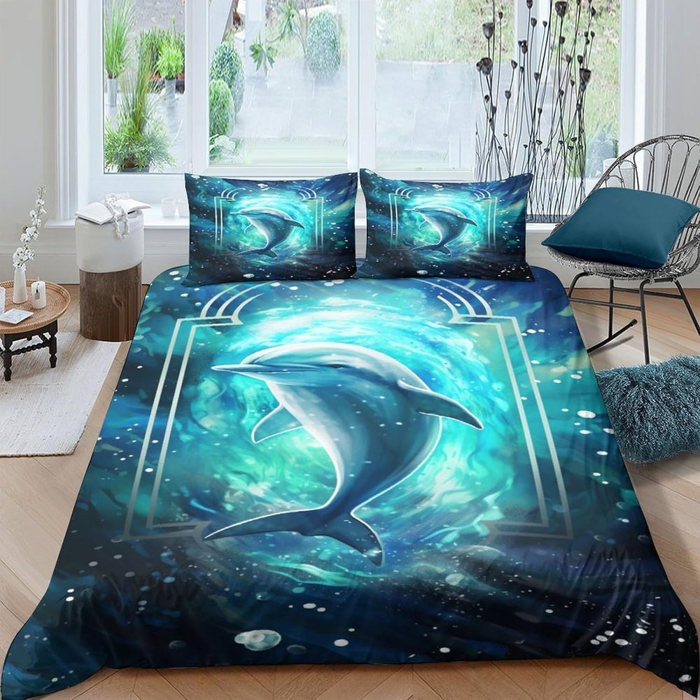 3D Printed Bedding Set, 200 x 200 cm, Animal Duvet Cover with Pillowcases, Hidden Zipper Closure, Microfiber, for Children and Adults, 2 Pillowcases 80 x 80 cm