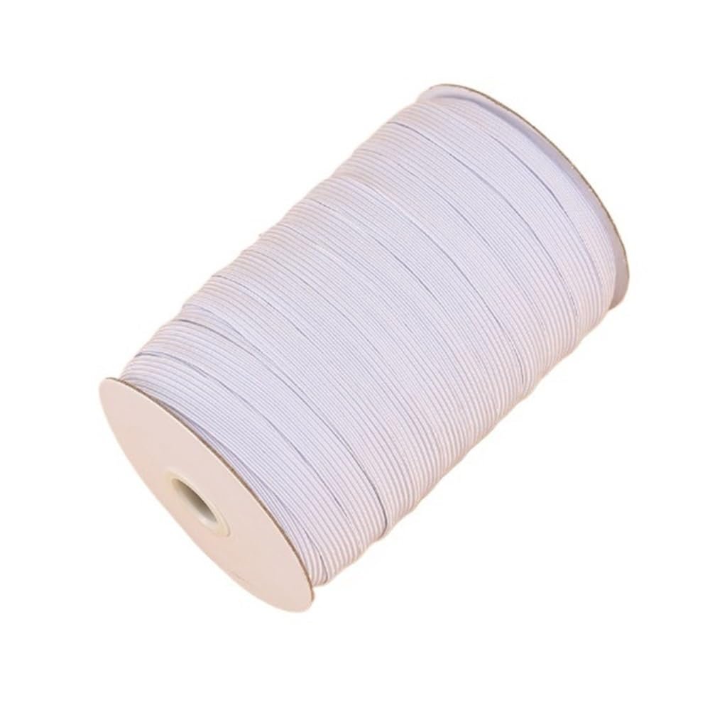 VONCYKI 100/200 yd Black/White Elastic Band, 8 mm Wide, 100 yd Long, White