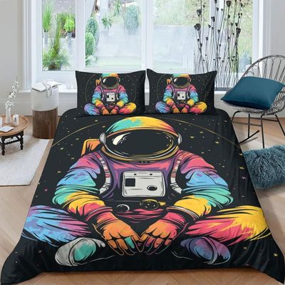 3D Cartoon Astronaut Duvet Cover Set, 135 x 200 cm