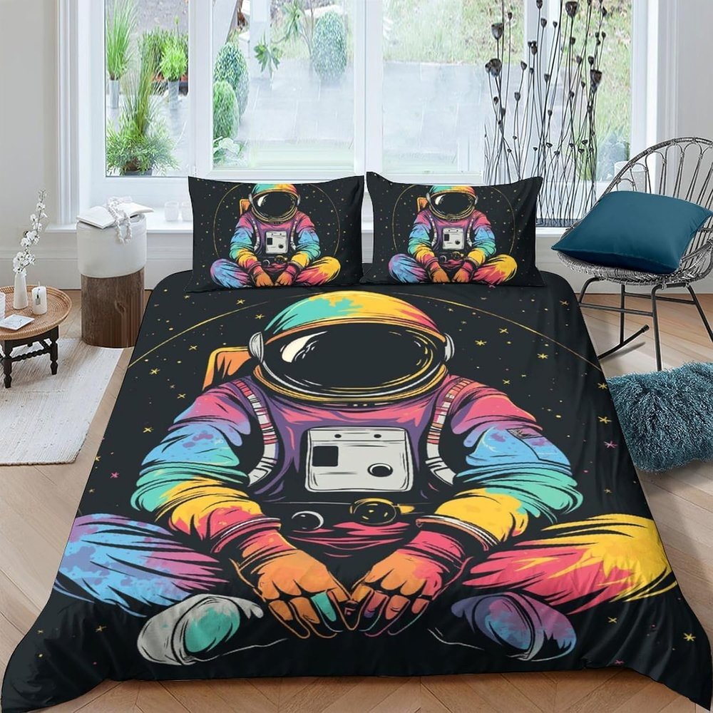3D Cartoon Astronaut Duvet Cover Set, 135 x 200 cm