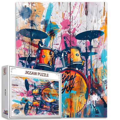 Drum Graffiti Cartoon Musical Puzzle for Adults, 1,000 Pieces