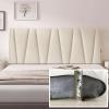 Modern Upholstered Headboard Cover for Double/King-Size Bed, Leather/Wood Design, Dustproof Fabric, Pink 2 (180 cm) view 3