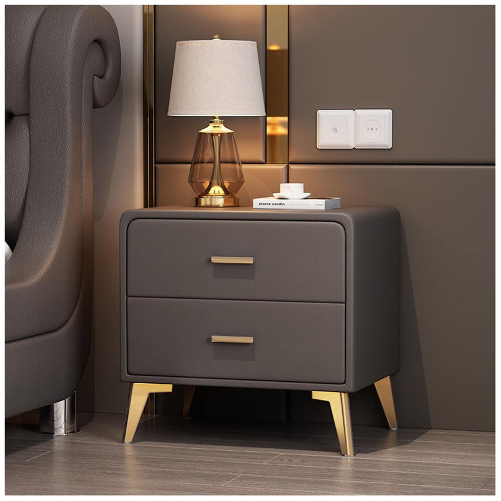 Modern Farmhouse Nightstand with Drawer, Dark Gray, 40 cm
