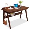 SZKTHD Solid Wood Desk with Drawers, Rubberwood, Brown, 80 x 60 x 75 cm view 1