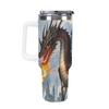 QWJKM Three Fire-Breathing Dragons 1.2 L Insulated Tumbler with Handle, Lid and Straw view 4