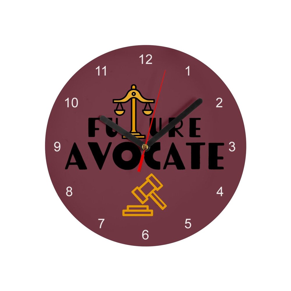 Fabulous Glass Wall Clock, Future Lawyers – Justice, 20 cm, Red