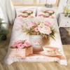 Pink Rose Duvet Cover Set, Size L, Romantic Floral Bedding Set with 2 Pillowcases view 1