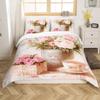 Pink Rose Duvet Cover Set, Size L, Romantic Floral Bedding Set with 2 Pillowcases view 2