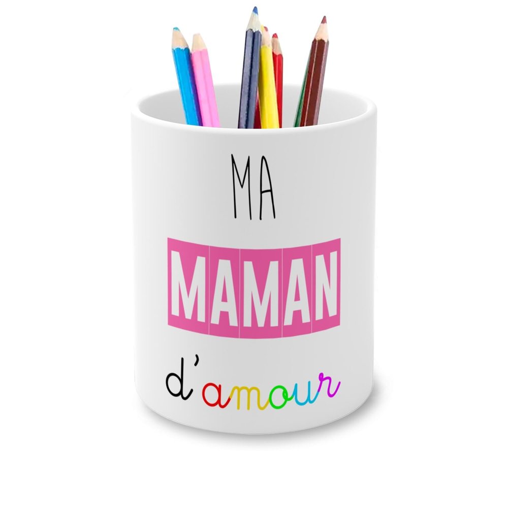 Ceramic Pencil Holder, Meine Mama D'Amour Mignon Famille Parents Mère, 325 mL