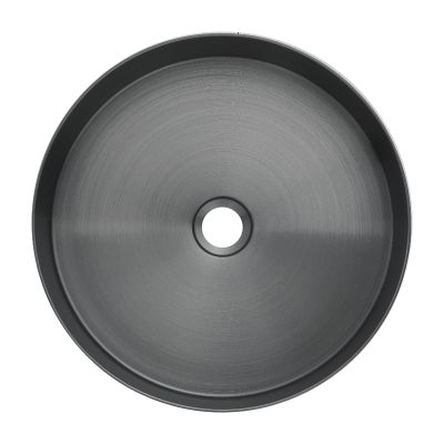 Round Black Brushed Stainless Steel Vessel Sink with Pop-Up Drain