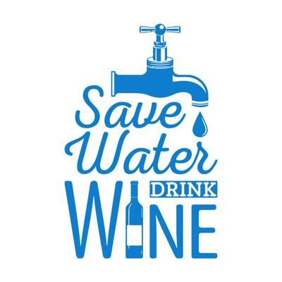 “Save Water Wine” Quote Wall Decal, Black, 84 x 57 cm