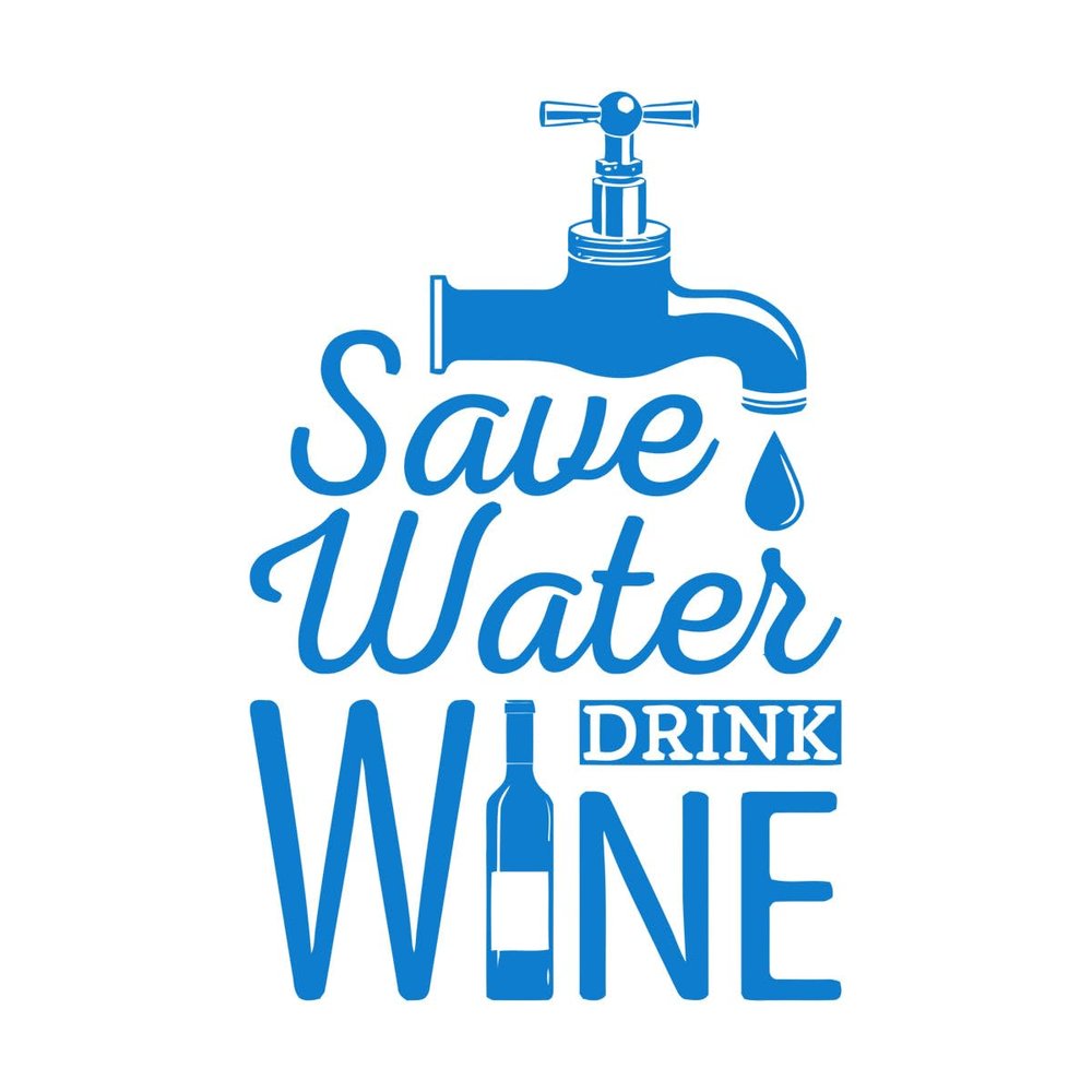 “Save Water Wine” Quote Wall Decal, Black, 84 x 57 cm