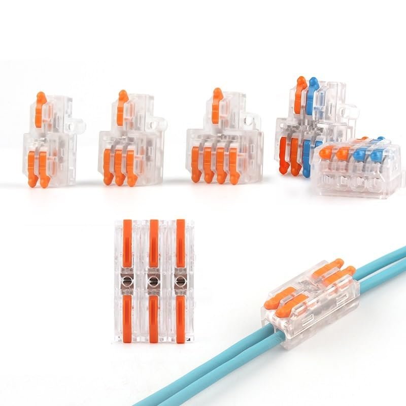 RUAJOGYNVM Fast Wire Connector Compact Terminal Block, Push-In, 1-In/Multiple-Out Cable Splicing for Home Improvement & Lighting (10 pcs, D1-3TO)