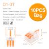 RUAJOGYNVM Fast Wire Connector Compact Terminal Block, Push-In, 1-In/Multiple-Out Cable Splicing for Home Improvement & Lighting (10 pcs, D1-3TO) view 2