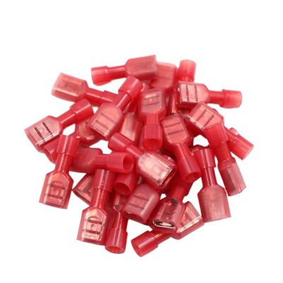 PQYSMVVG FDFN1.25-250/FDFN1-250 Brass Female Insulated Spade Connector, 100-Piece Set, 0.5–1.5 mm² (22–16 AWG)
