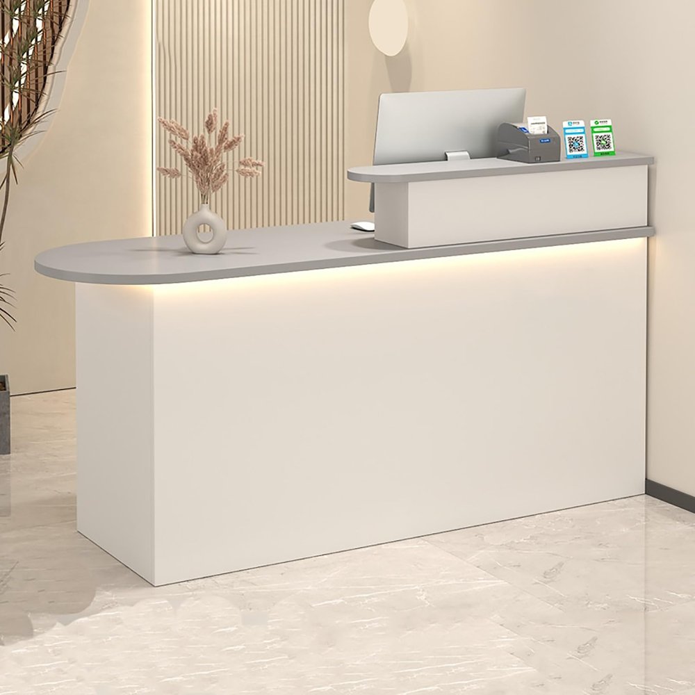 IUBGFTO Reception Desk with Lockable Drawer and Storage Compartments