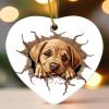 Peeking Labrador Bulldog Christmas Ornament, Custom Ceramic Heart view 2