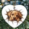 Peeking Labrador Bulldog Christmas Ornament, Custom Ceramic Heart view 4