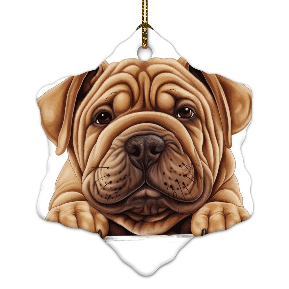 Peeking Shar-Pei Christmas Ornament