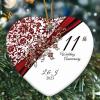2024 Christmas Ornament, 11th Wedding Anniversary Keepsake, Just Married Crystal Flower, White Ceramic Heart, 3 in view 4
