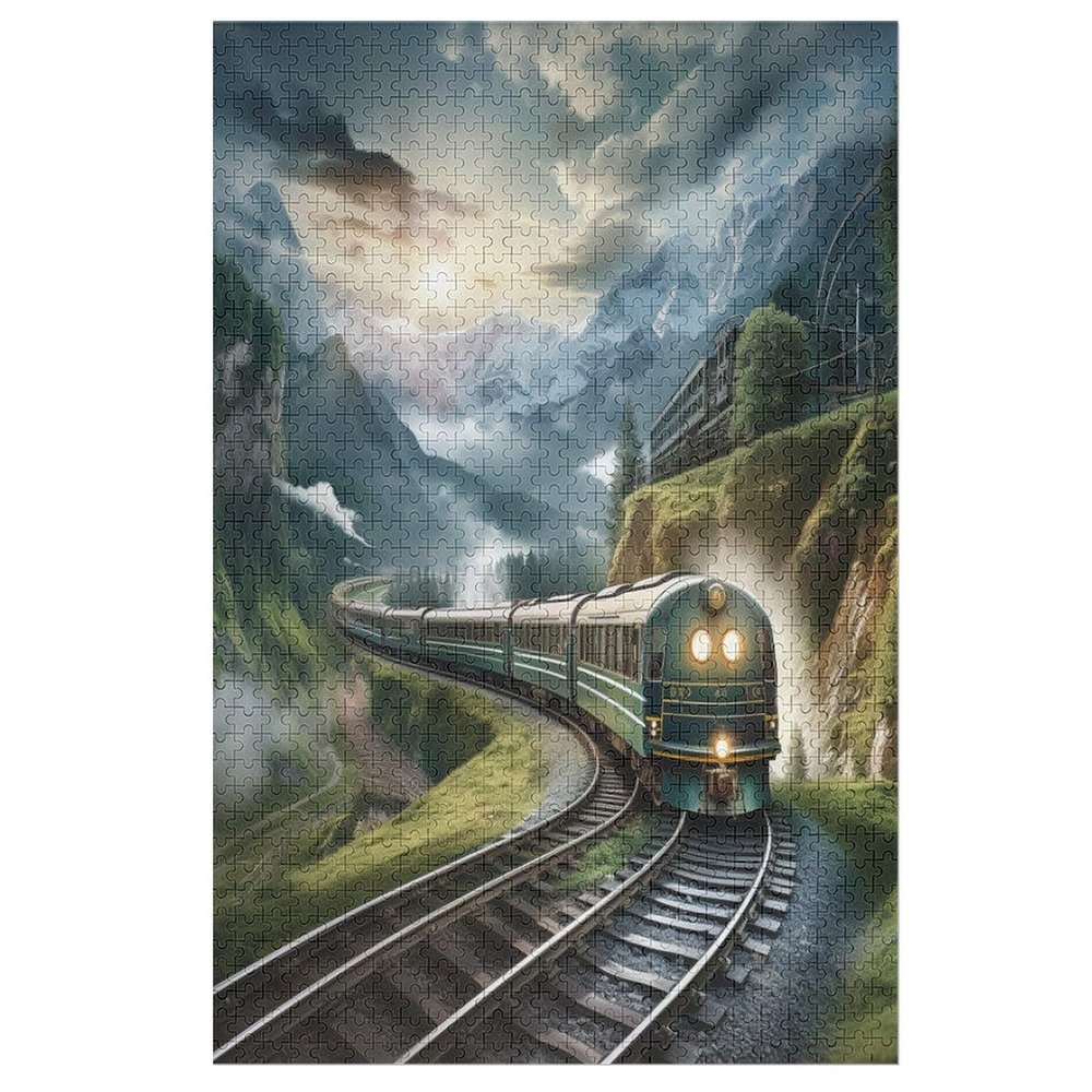 Train Wooden Puzzle, 1,000 Pieces – Impossible Puzzle for Adults and Families